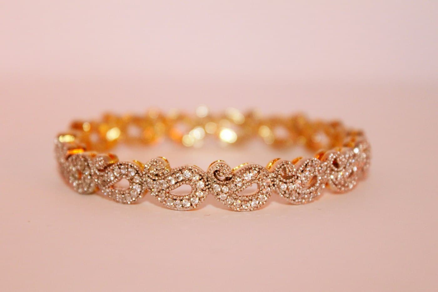 Bracelet Platinum Éclat en or rose serti de pierres claires
