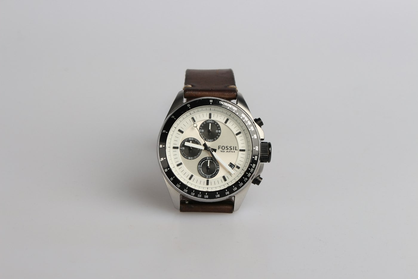 Montre chronographe Platinum Chrono, cadran crème et bracelet cuir brun